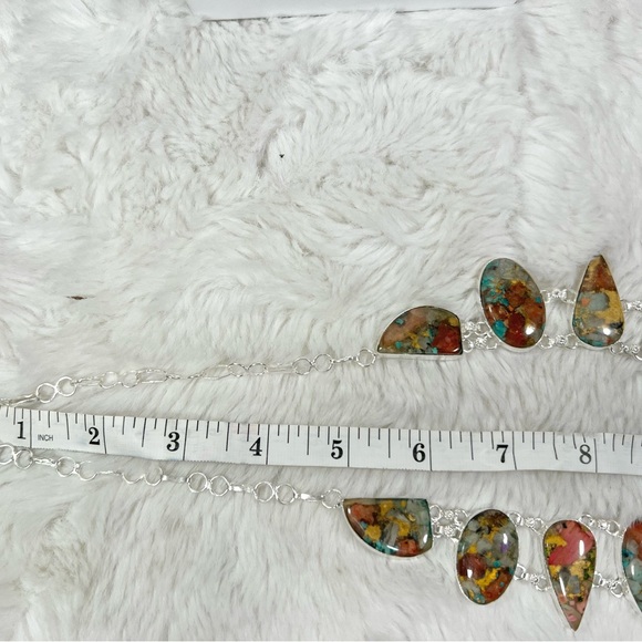 Work of Art! Oyster Turquoise 925 Large Gemstone Necklace & Bracelet - Picture 3 of 7